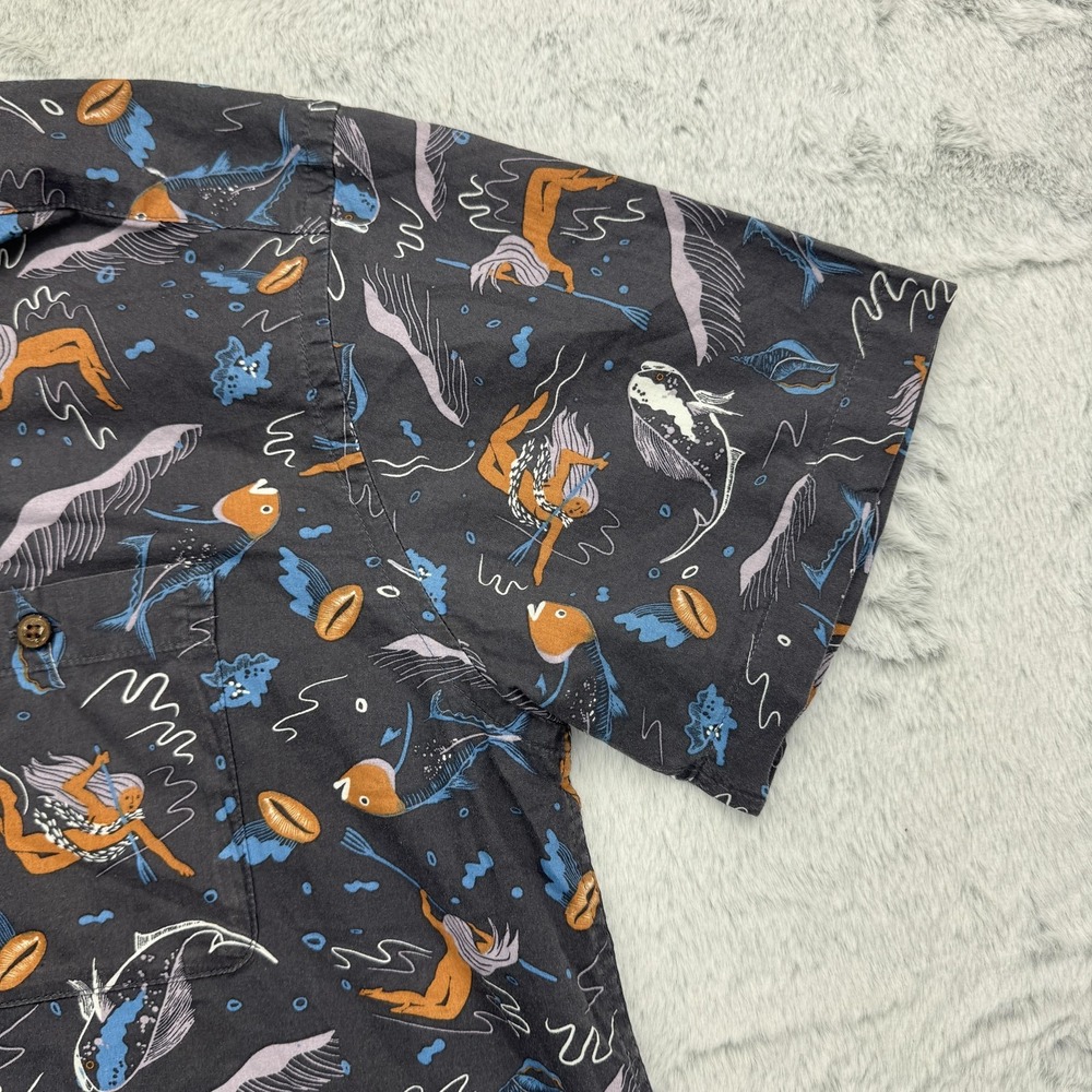 Pataloha Shirt Mens XL Gray Mermaid Nautical Print Hawaiian Aloha Patagonia - Picture 3 of 7